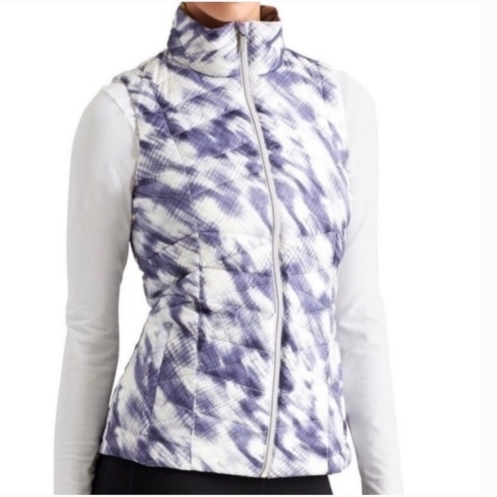 ATHLETA Blue/White Goose down filled lightweight Packable Vest
